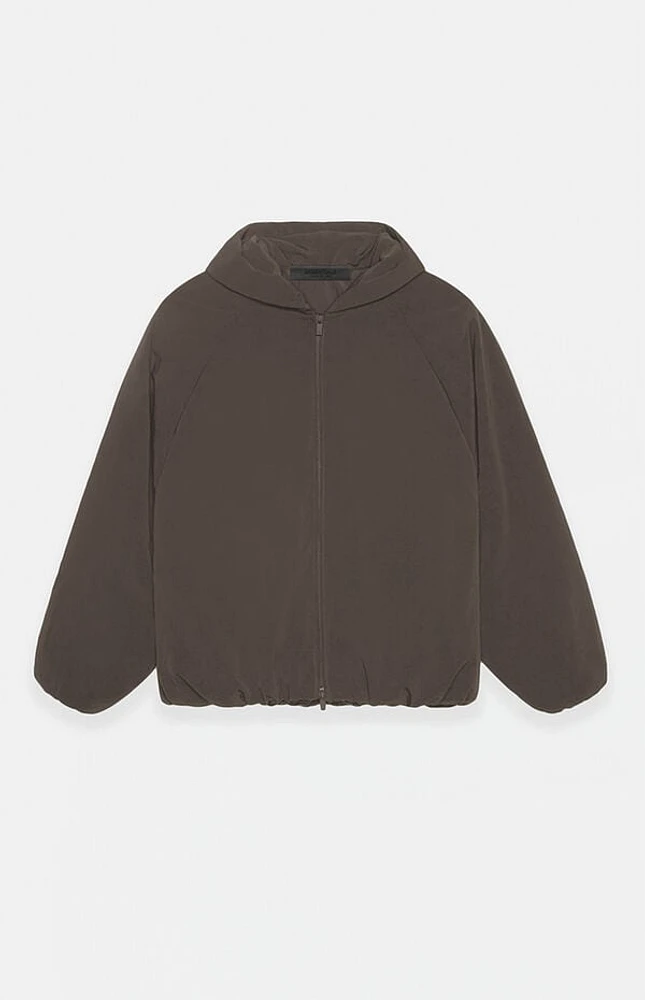 Fear of God Essentials Brown Military Nylon Hooded Bomber Jacket