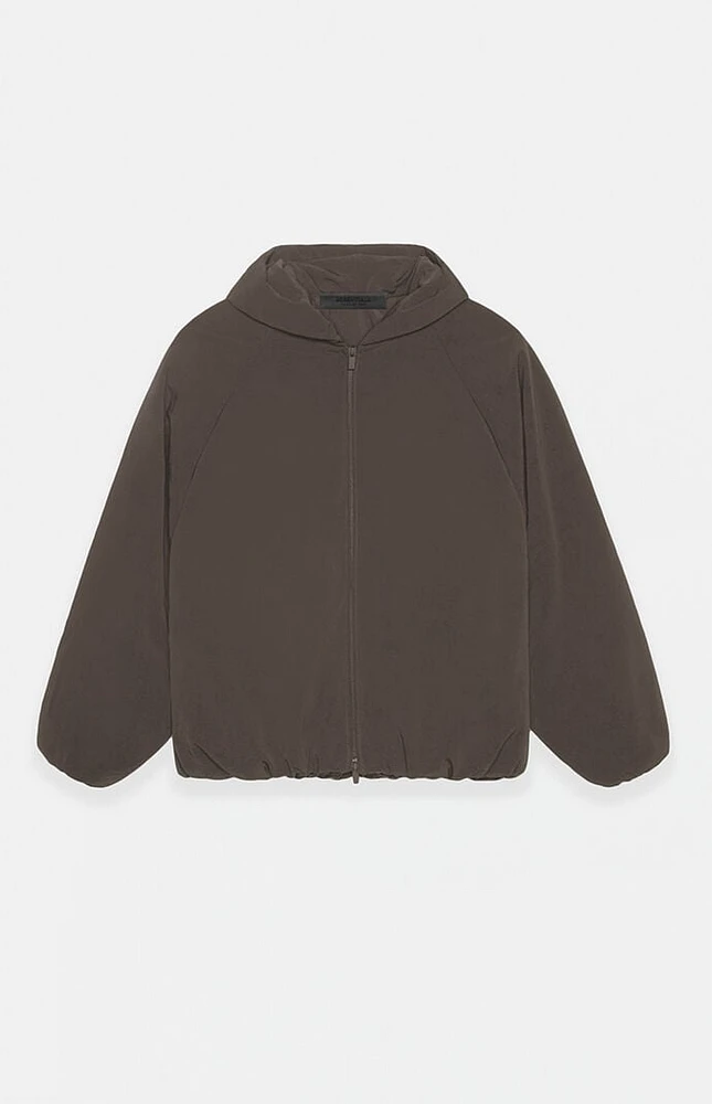 Fear of God Essentials Brown Military Nylon Hooded Bomber Jacket