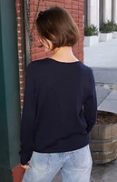 John Galt Blue Long Sleeve Sweater