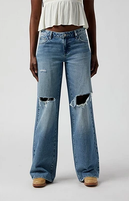 Pacsun Casey Ripped Low Rise Baggy Jeans Medium Indigo