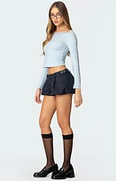 Edikted Off Shoulder Lacey Ribbed Top