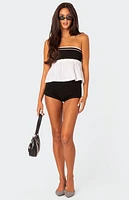 Edikted Rena Ribbed Peplum Tube Top