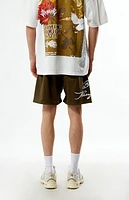 Civil Script Classic Olive Mesh Basketball Shorts