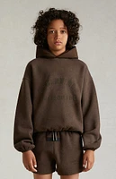 Kids Fear of God Essentials Heather Wood Nylon Fleece Hoodie