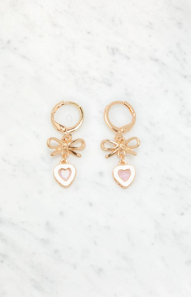 LA Hearts Bow Heart Hoop Earrings