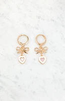 LA Hearts Bow Heart Hoop Earrings