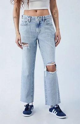 PacSun Stretch Light Indigo Ripped '90s Straight Leg Jeans