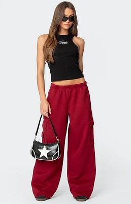 Edikted Wide Leg Cargo Sweatpants