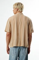 PacSun Tan Striped Oversized Camp Shirt