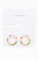 LA Hearts Floral Hoop Earrings