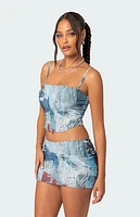 Edikted Love Letter Printed Mesh Corset
