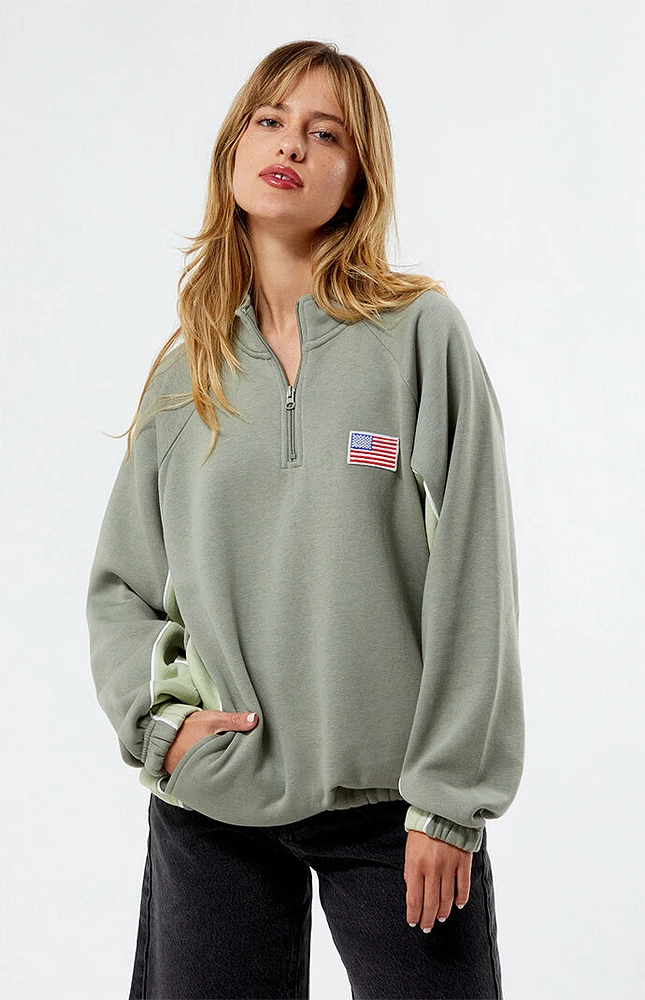 Daisy Street Half Zip Patch Sweatshirt