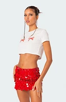 Bowie Embroidered Cropped T-Shirt