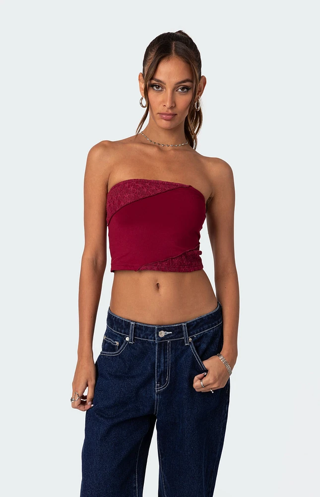 Lace Patchwork Tube Top