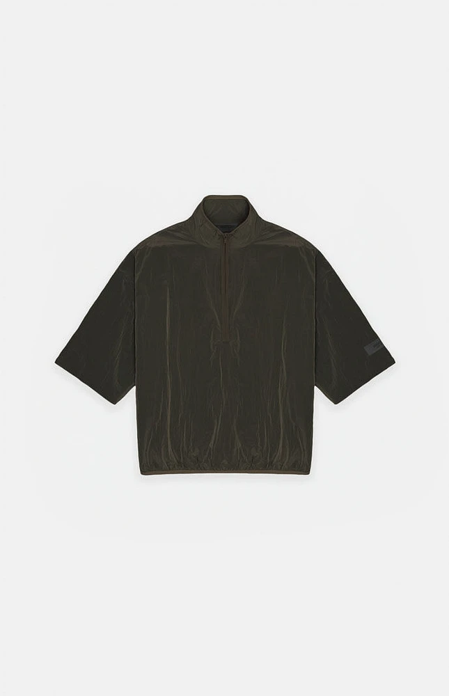 Kids Fear of God Essentials Ink Crinkle Nylon Half Zip Mock Neck Shirt