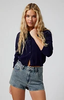 PacSun Dark Indigo Zip Fly High Waisted Denim Festival Shorts