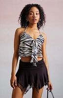 Third Charm Indy Zebra Ruffle Tank Top