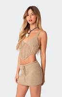 Edikted Baeside Crochet Lace Up Top