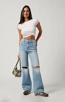 Pacsun Light Indigo Ripped High Waisted Girlfriend Jeans