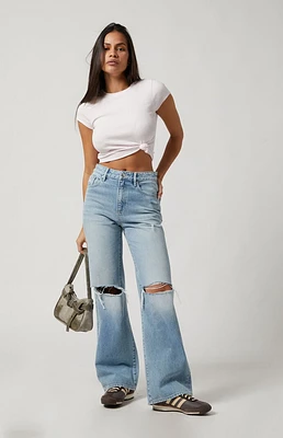 PacSun Light Indigo Ripped High Waisted Girlfriend Jeans