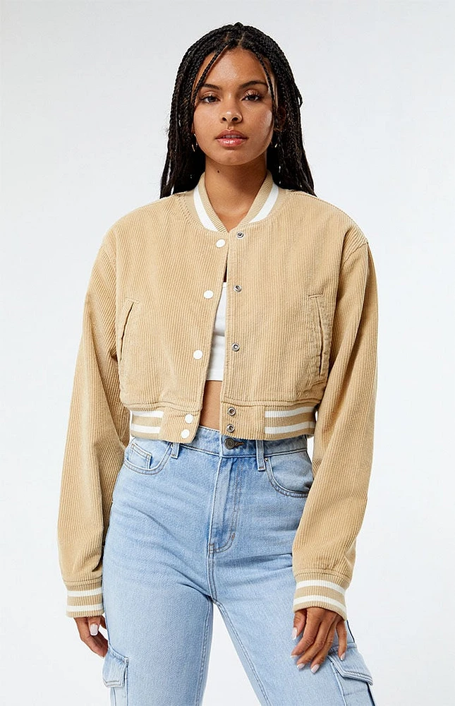 PacSun Extra Cropped Corduroy Varsity Jacket