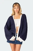 Contrast Chunky Knit Cardigan