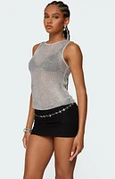 Edikted Amalya Shiny Sheer Knit Top