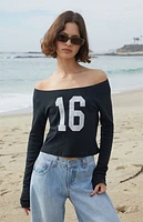 John Galt Black 16 Irene Long Sleeve Off-The-Shoulder Top
