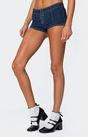 Edikted Zipped Up Denim Micro Shorts