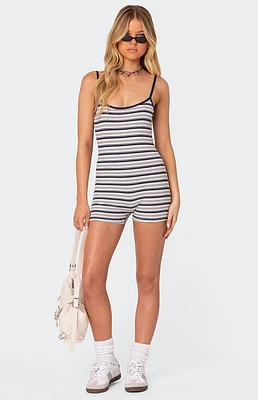 Edikted Avis Striped Ribbed Romper