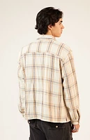 Pacsun Cream Tweed Plaid Overshirt