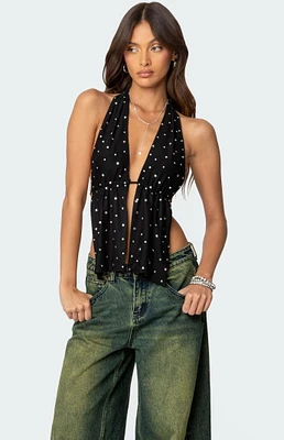 Edikted Studded Open Back Halter Top