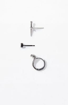 Pacsun 3 Piece Silver Dagger Earrings