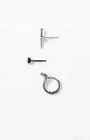 PacSun 3 Piece Silver Dagger Earrings