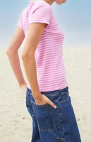 John Galt Pink Striped Hailie T-Shirt