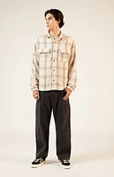 Pacsun Cream Tweed Plaid Overshirt