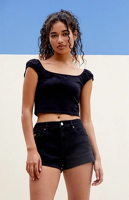 PacSun Stretch Black '70s Cutoff Denim Shorts