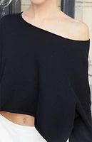 John Galt Black Wide Neck Sweater