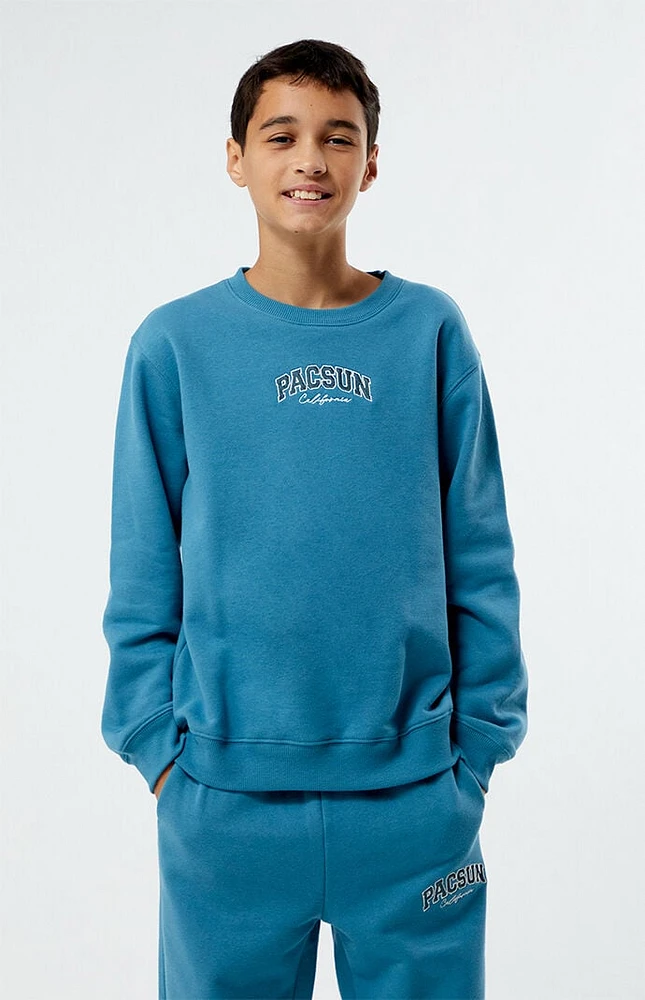 PacSun Kids Blue Embroidered Crew Neck Sweatshirt