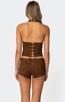 Edikted Sloane Faux Suede Halter Top