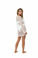 VYB White Crochet Long Sleeve Tunic Dress