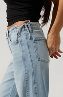 Pacsun Casey Bow Tie Low Rise Baggy Jeans Light Indigo