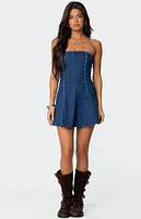 Edikted Fara Strapless Denim Mini Dress