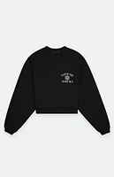 Fear of God Essentials Women's Black University Fleece Cropped Crew Neck Sweatshirt