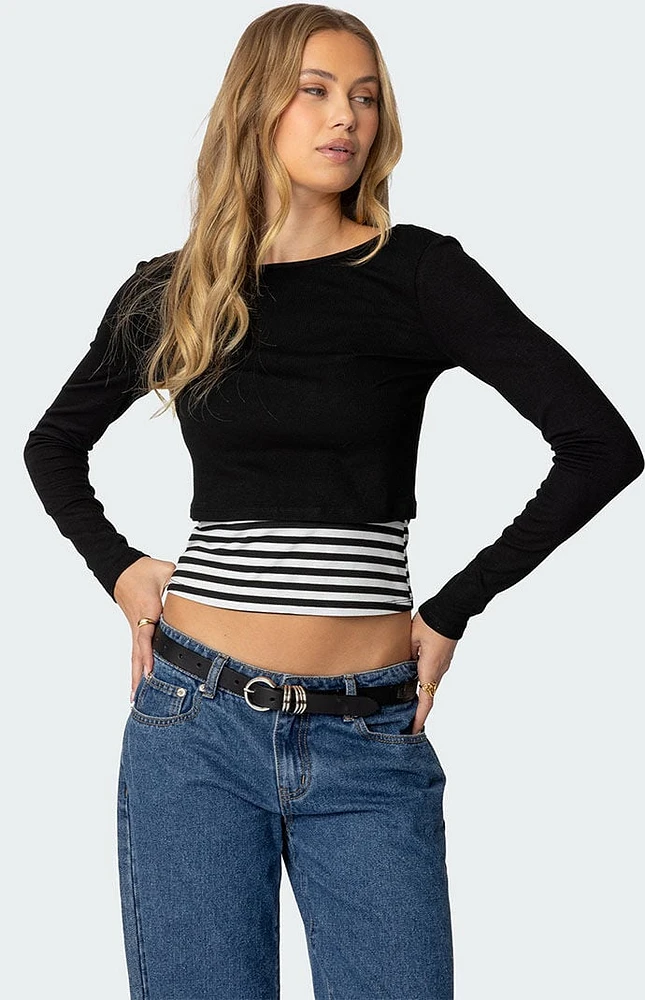 Edikted Shania Layered Striped Top