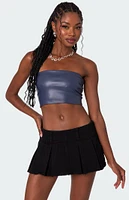 Mazie Faux Leather Bandeau Top