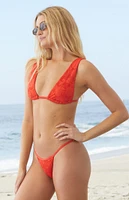 VYB Red Eyelet Naomi Strap Bralette Bikini Top