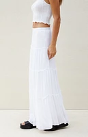 Beverly and Beck White Tiered Maxi Skirt