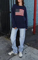 John Galt Navy Flag Crew Neck Sweater