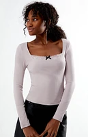 Est. PAC 1980 Lace Trim Ribbed Long Sleeve Top